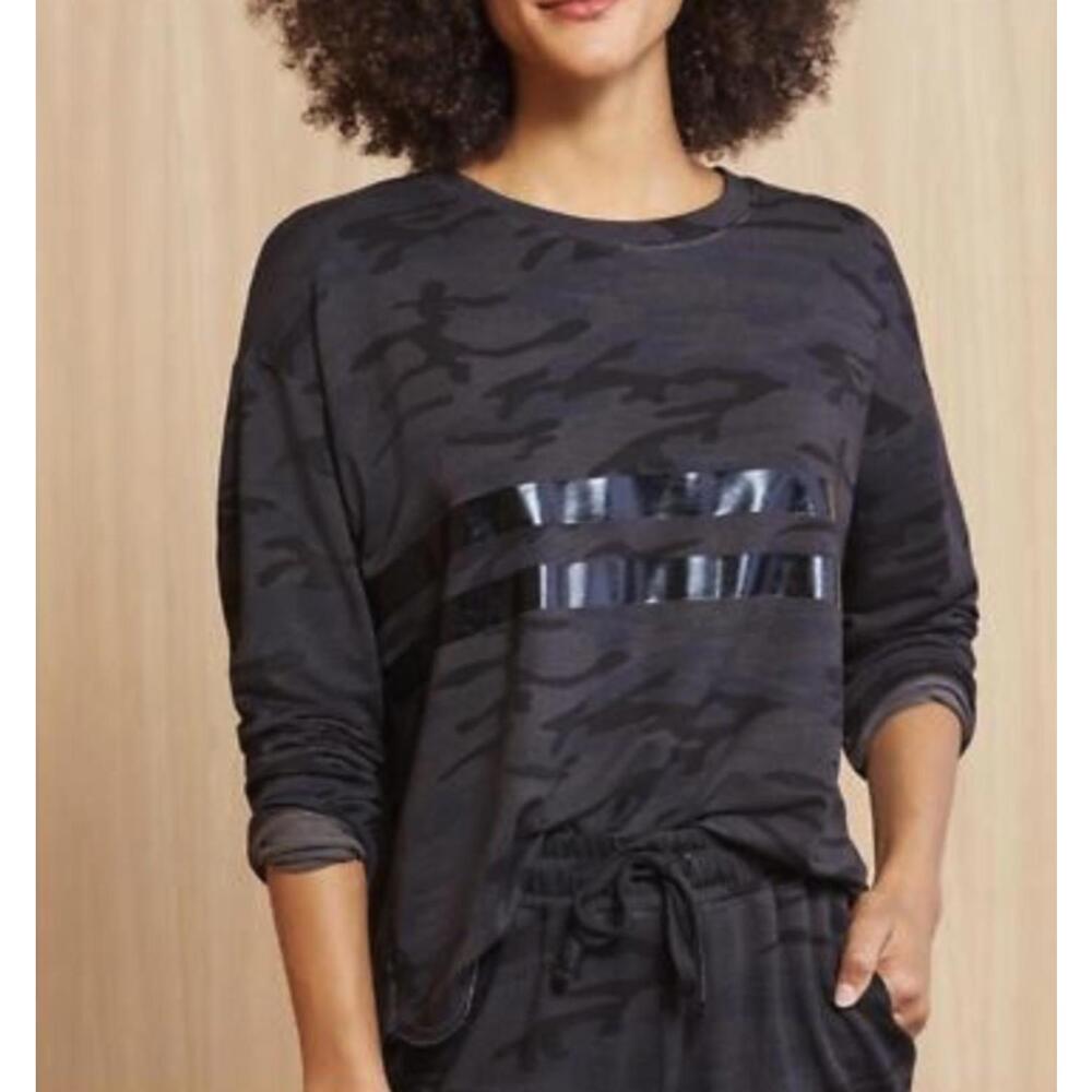 Sundry for Evereve Black Stripe Oversized Black Camo Sweatshirt - Size - 1
